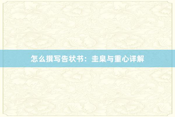 怎么撰写告状书：圭臬与重心详解